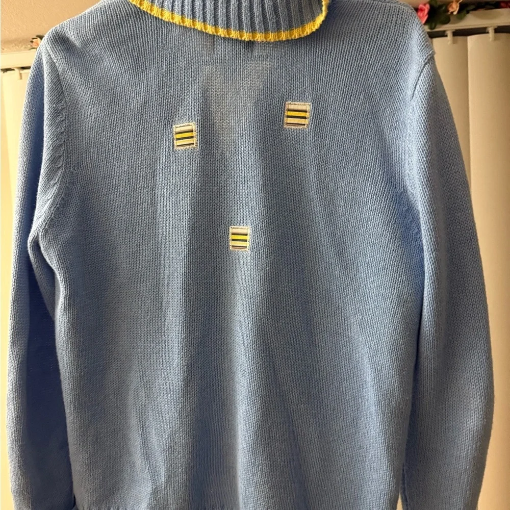 Vintage Breckenridge Zip Up Cardigan Blue Nautical Size Petite Medium